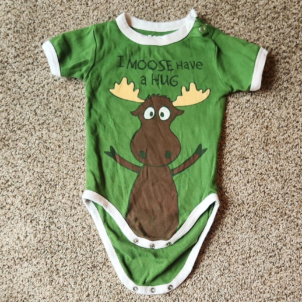 Lazy One | Green Moose Print Kids One Piece